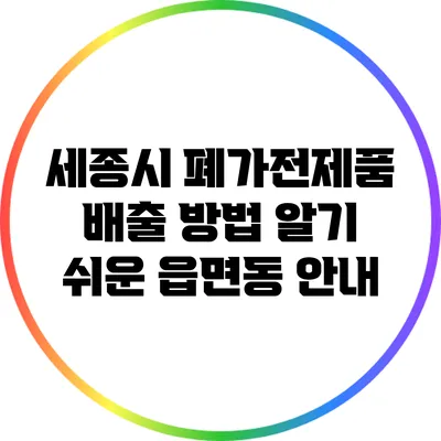 세종시 폐가전제품 배출 방법: 알기 쉬운 읍면동 안내