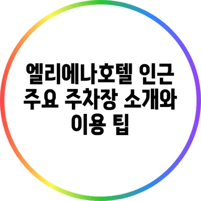 엘리에나호텔 인근 주요 주차장 소개와 이용 팁