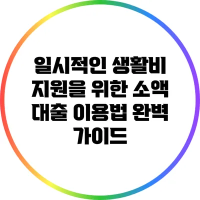 일시적인 생활비 지원을 위한 소액 대출 이용법 완벽 가이드