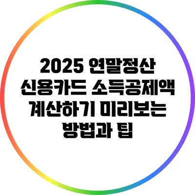 2025 연말정산 신용카드 소득공제액 계산하기: 미리보는 방법과 팁