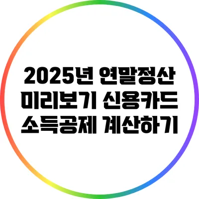 2025년 연말정산 미리보기: 신용카드 소득공제 계산하기