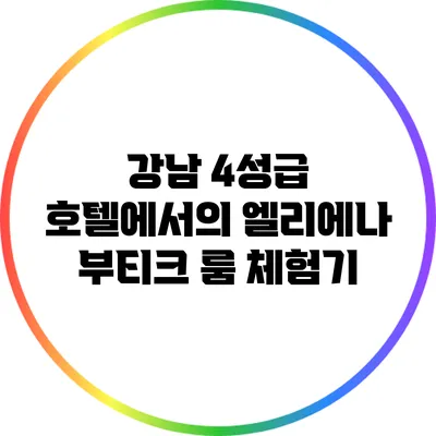 강남 4성급 호텔에서의 엘리에나 부티크 룸 체험기