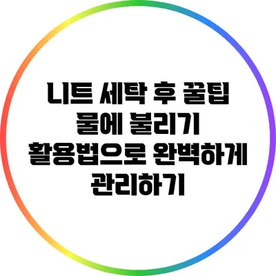 니트 세탁 후 꿀팁: 물에 불리기 활용법으로 완벽하게 관리하기
