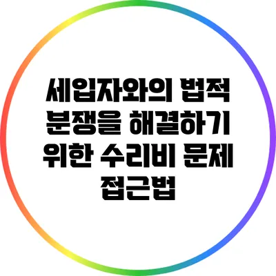 세입자와의 법적 분쟁을 해결하기 위한 수리비 문제 접근법