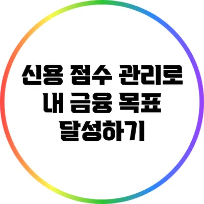 신용 점수 관리로 내 금융 목표 달성하기