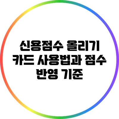 신용점수 올리기: 카드 사용법과 점수 반영 기준