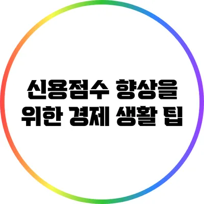 신용점수 향상을 위한 경제 생활 팁