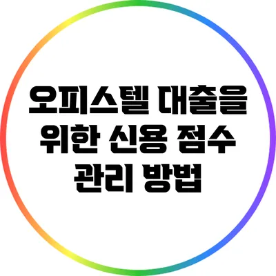 오피스텔 대출을 위한 신용 점수 관리 방법