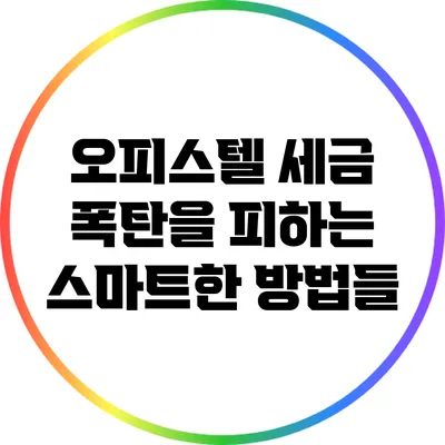 오피스텔 세금 폭탄을 피하는 스마트한 방법들