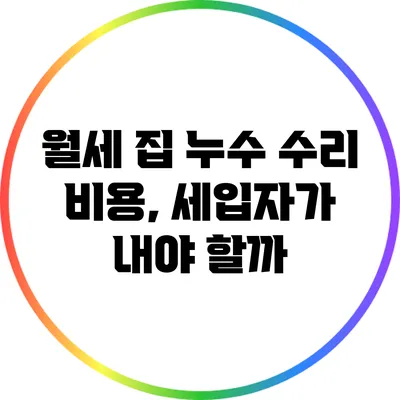 월세 집 누수 수리 비용, 세입자가 내야 할까?