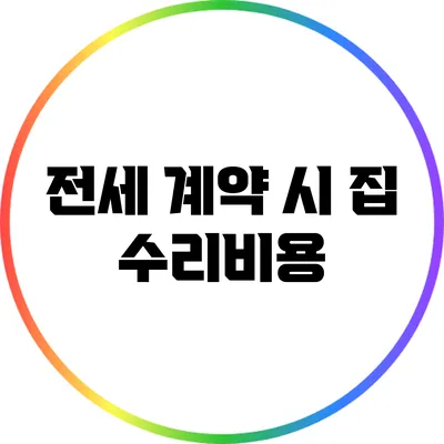 전세 계약 시 집 수리비용