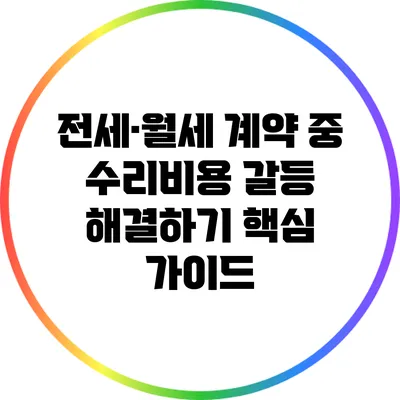 전세·월세 계약 중 수리비용 갈등 해결하기: 핵심 가이드
