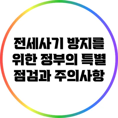 전세사기 방지를 위한 정부의 특별 점검과 주의사항