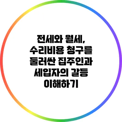 전세와 월세, 수리비용 청구를 둘러싼 집주인과 세입자의 갈등 이해하기