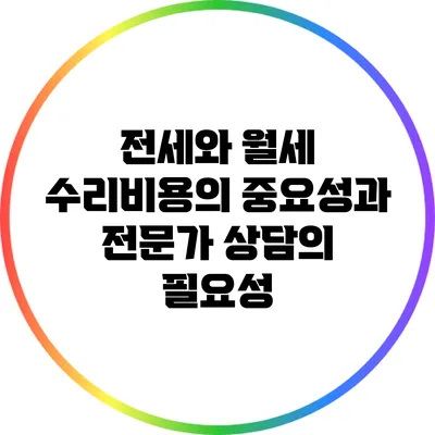 전세와 월세: 수리비용의 중요성과 전문가 상담의 필요성
