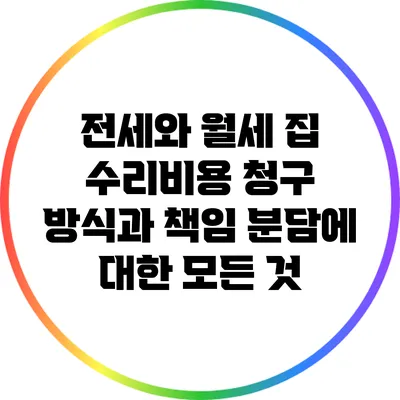 전세와 월세: 집 수리비용 청구 방식과 책임 분담에 대한 모든 것