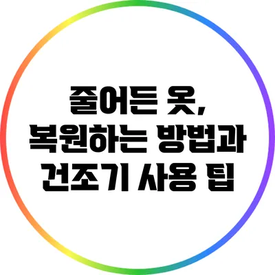 줄어든 옷, 복원하는 방법과 건조기 사용 팁
