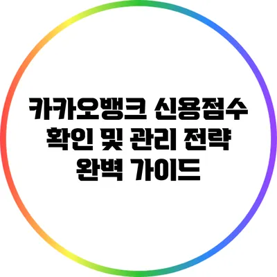 카카오뱅크 신용점수 확인 및 관리 전략 완벽 가이드