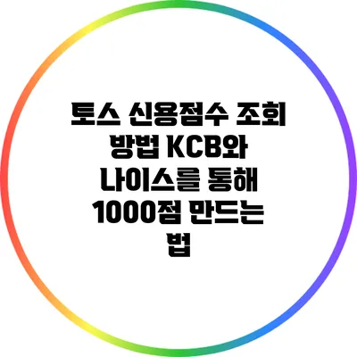 토스 신용점수 조회 방법: KCB와 나이스를 통해 1000점 만드는 법