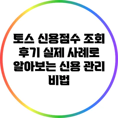 토스 신용점수 조회 후기: 실제 사례로 알아보는 신용 관리 비법