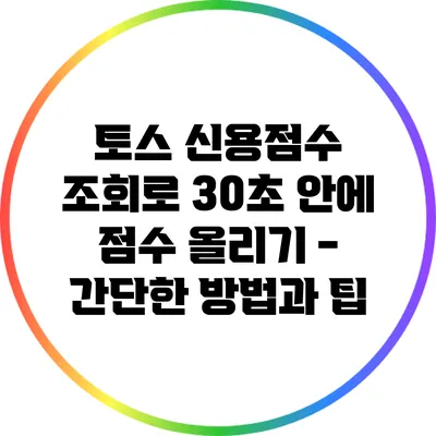 토스 신용점수 조회로 30초 안에 점수 올리기 - 간단한 방법과 팁