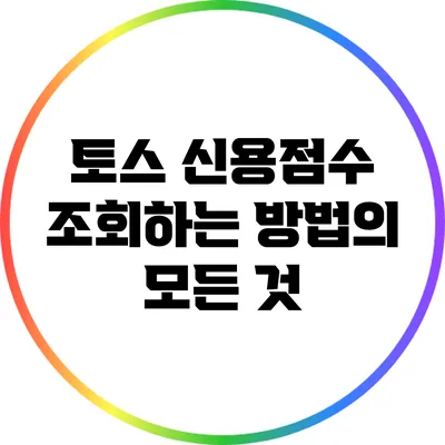 토스 신용점수 조회하는 방법의 모든 것