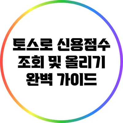 토스로 신용점수 조회 및 올리기 완벽 가이드