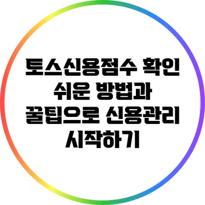 토스신용점수 확인: 쉬운 방법과 꿀팁으로 신용관리 시작하기