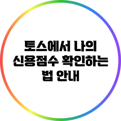 토스에서 나의 신용점수 확인하는 법 안내