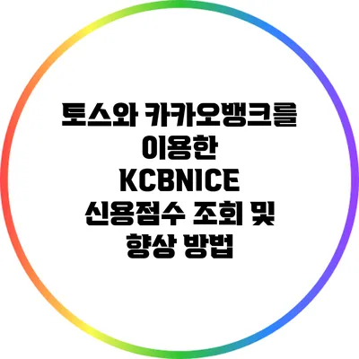 토스와 카카오뱅크를 이용한 KCB/NICE 신용점수 조회 및 향상 방법