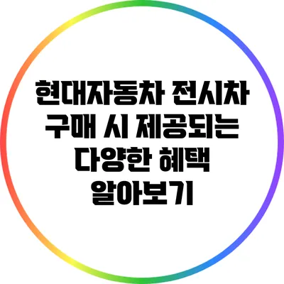현대자동차 전시차 구매 시 제공되는 다양한 혜택 알아보기