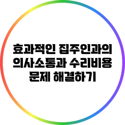 효과적인 집주인과의 의사소통과 수리비용 문제 해결하기