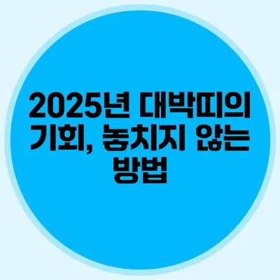 2025년 대박띠의 기회, 놓치지 않는 방법