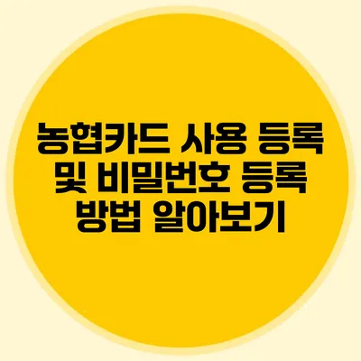 농협카드 사용 등록 및 비밀번호 등록 방법 알아보기