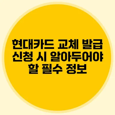 현대카드 교체 발급 신청 시 알아두어야 할 필수 정보