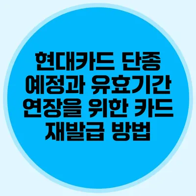 현대카드 단종 예정과 유효기간 연장을 위한 카드 재발급 방법