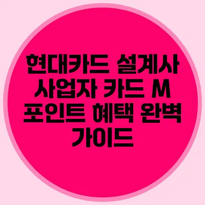 현대카드 설계사 사업자 카드 M 포인트 혜택 완벽 가이드
