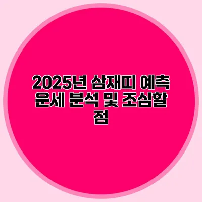 2025년 삼재띠 예측 운세 분석 및 조심할 점