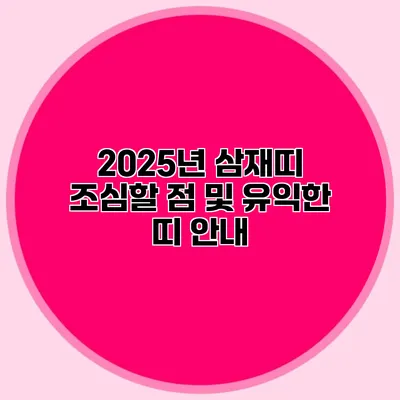 2025년 삼재띠 조심할 점 및 유익한 띠 안내