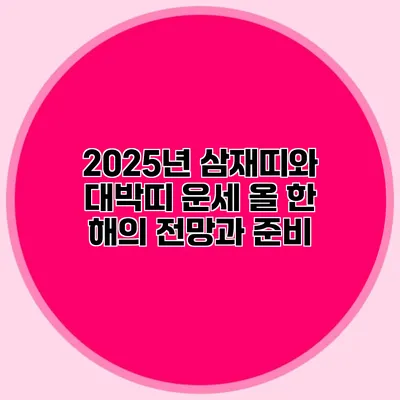 2025년 삼재띠와 대박띠 운세: 올 한 해의 전망과 준비
