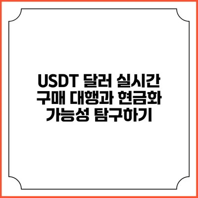 USDT 달러 실시간 구매 대행과 현금화 가능성 탐구하기