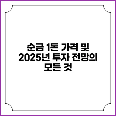 순금 1돈 가격 및 2025년 투자 전망의 모든 것