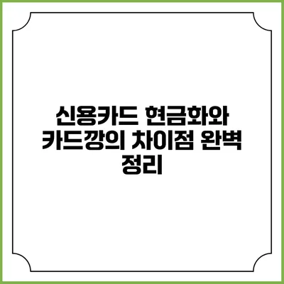 신용카드 현금화와 카드깡의 차이점 완벽 정리