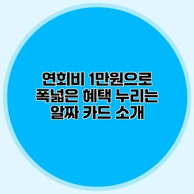연회비 1만원으로 폭넓은 혜택 누리는 알짜 카드 소개
