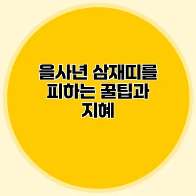 을사년 삼재띠를 피하는 꿀팁과 지혜