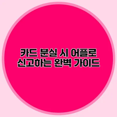 카드 분실 시 어플로 신고하는 완벽 가이드