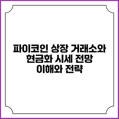 파이코인 상장 거래소와 현금화 시세 전망: 이해와 전략