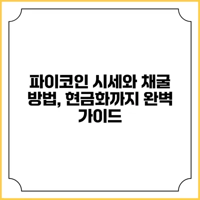 파이코인 시세와 채굴 방법, 현금화까지 완벽 가이드
