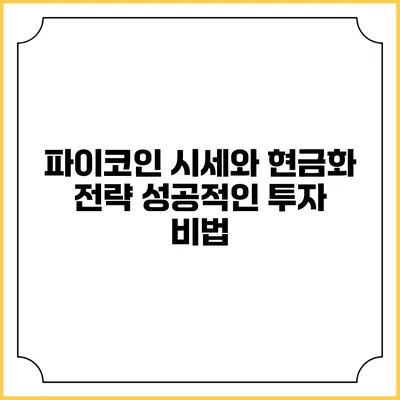 파이코인 시세와 현금화 전략: 성공적인 투자 비법