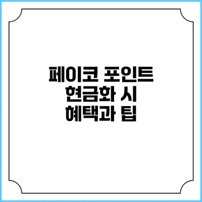 페이코 포인트 현금화 시 혜택과 팁